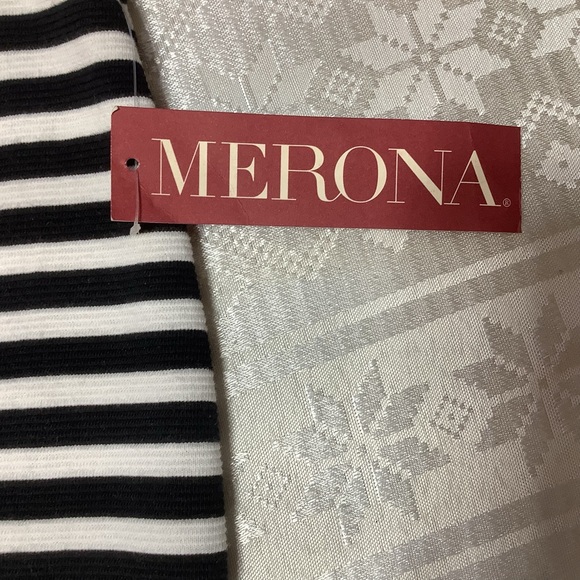 Merona Skirt Ladies Size 14 Stretch Zipper Stripes Cream Black - Picture 5 of 12